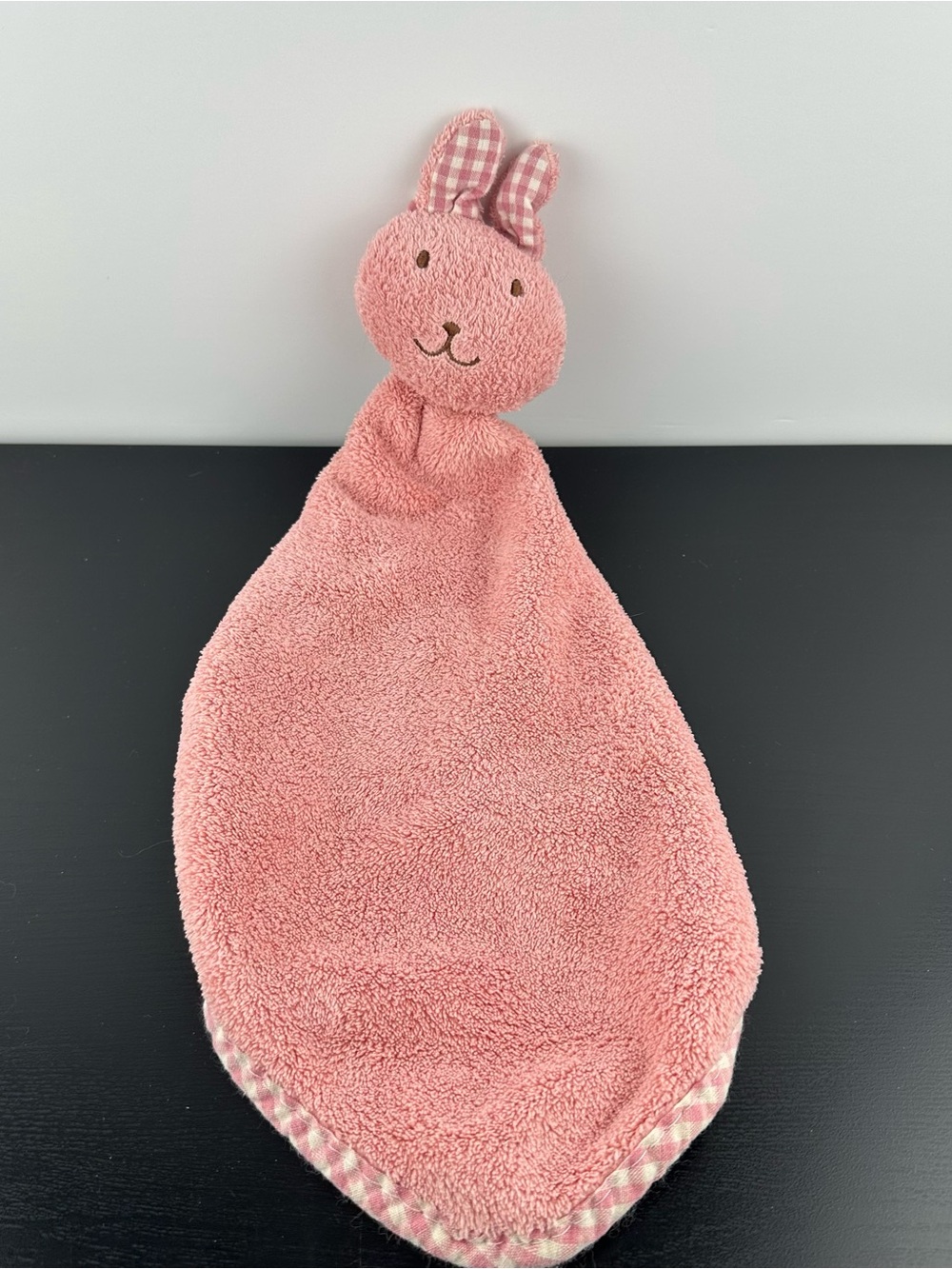 Miniso RARE Pink Bunny Rabbit Lovey Towel 16" Plush Stuffed Animal Blanket
